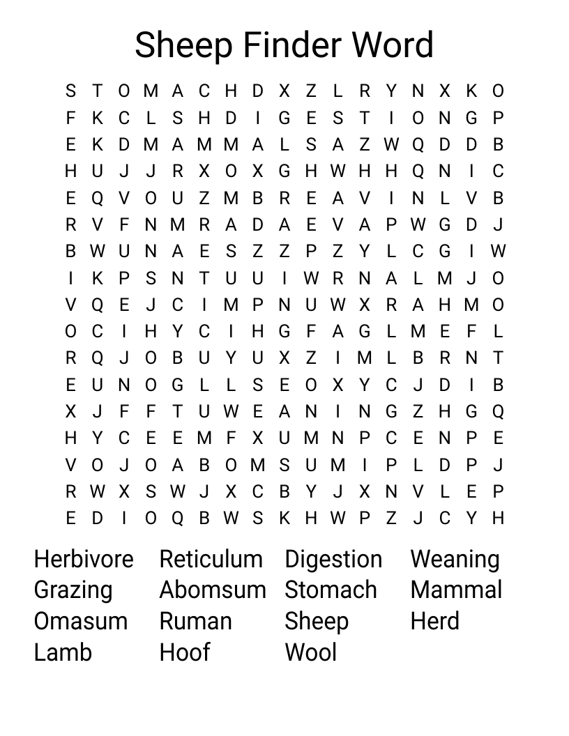 Sheep Finder Word Word Search