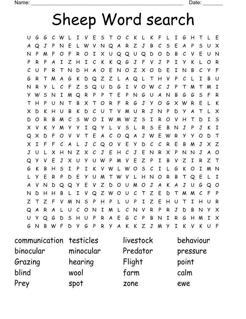 Sheep Word search