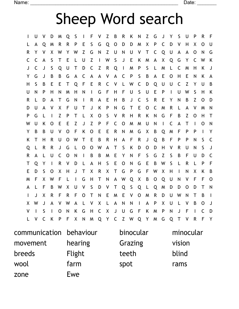 Sheep Word search 