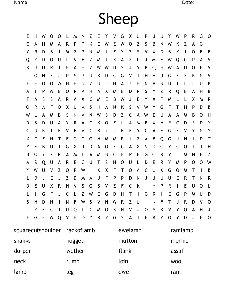 Sheep  Word Search
