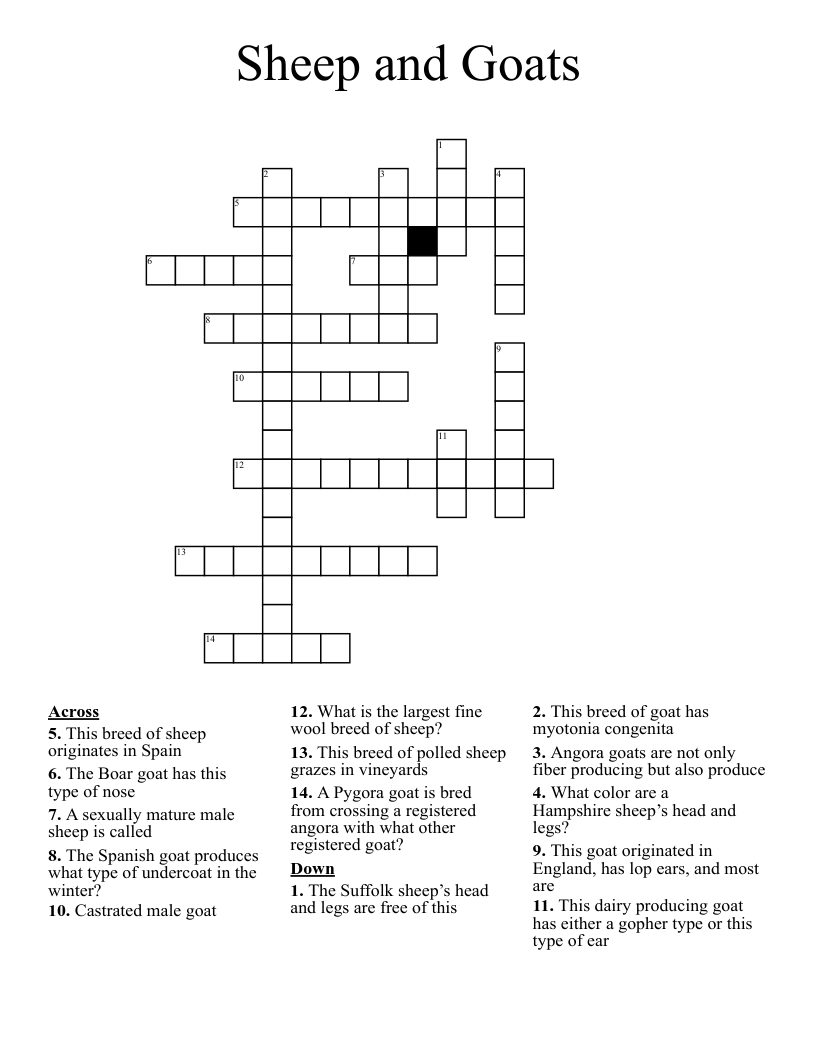 Sheep and Goats Crossword