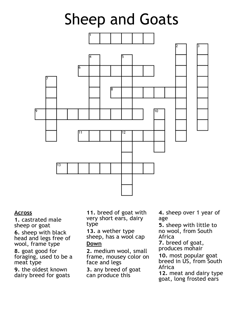 Sheep and Goats Crossword