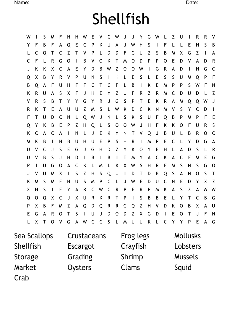 Shellfish Word Search