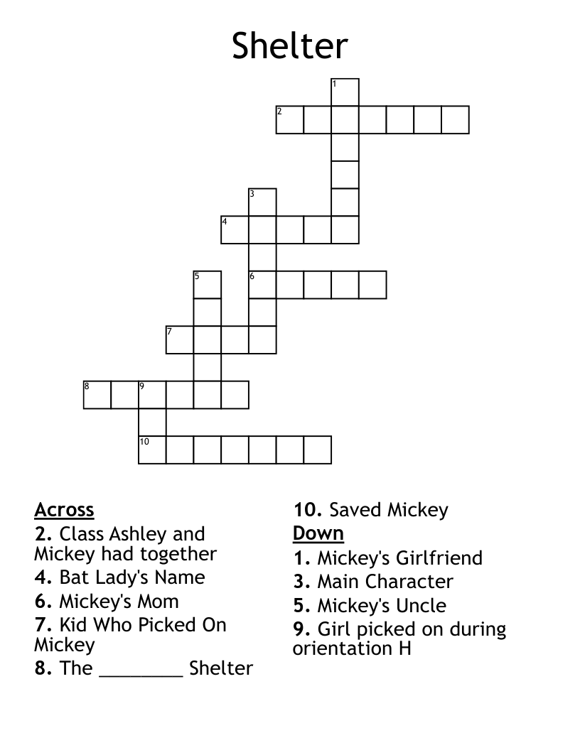 Shelter Crossword