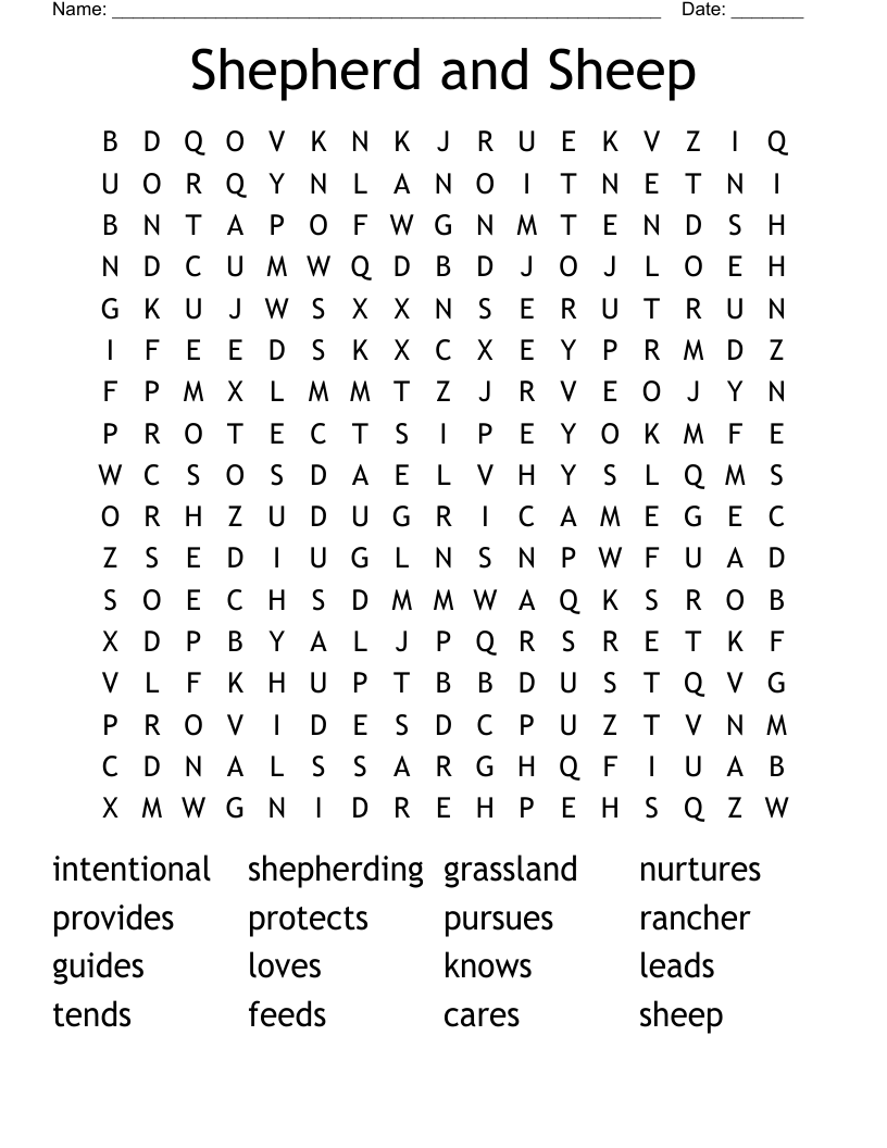 Shepherd and Sheep Word Search