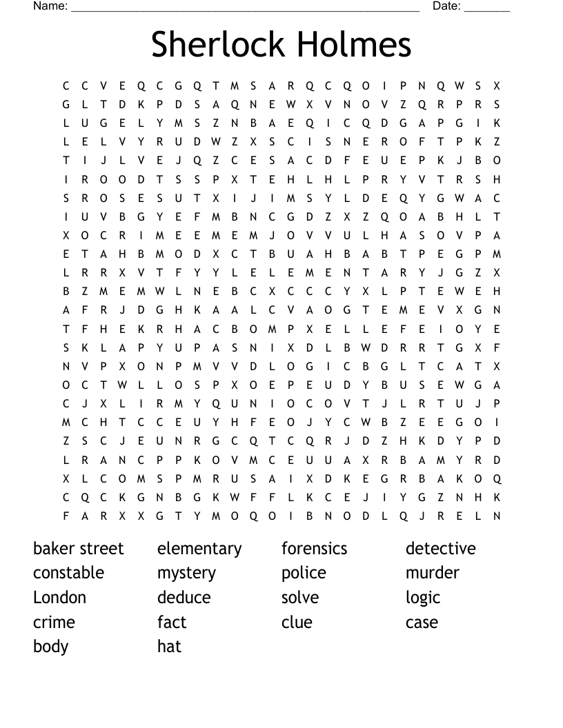 Sherlock Holmes Word Search