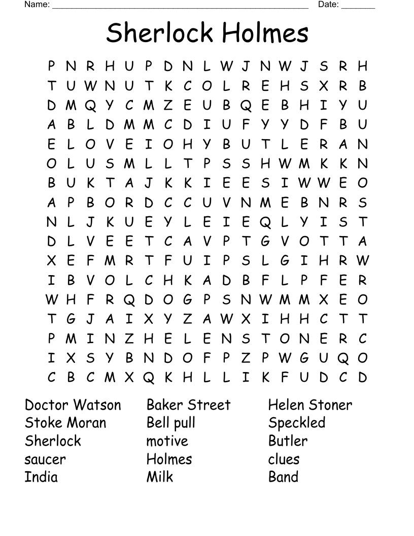 Sherlock Holmes Word Search