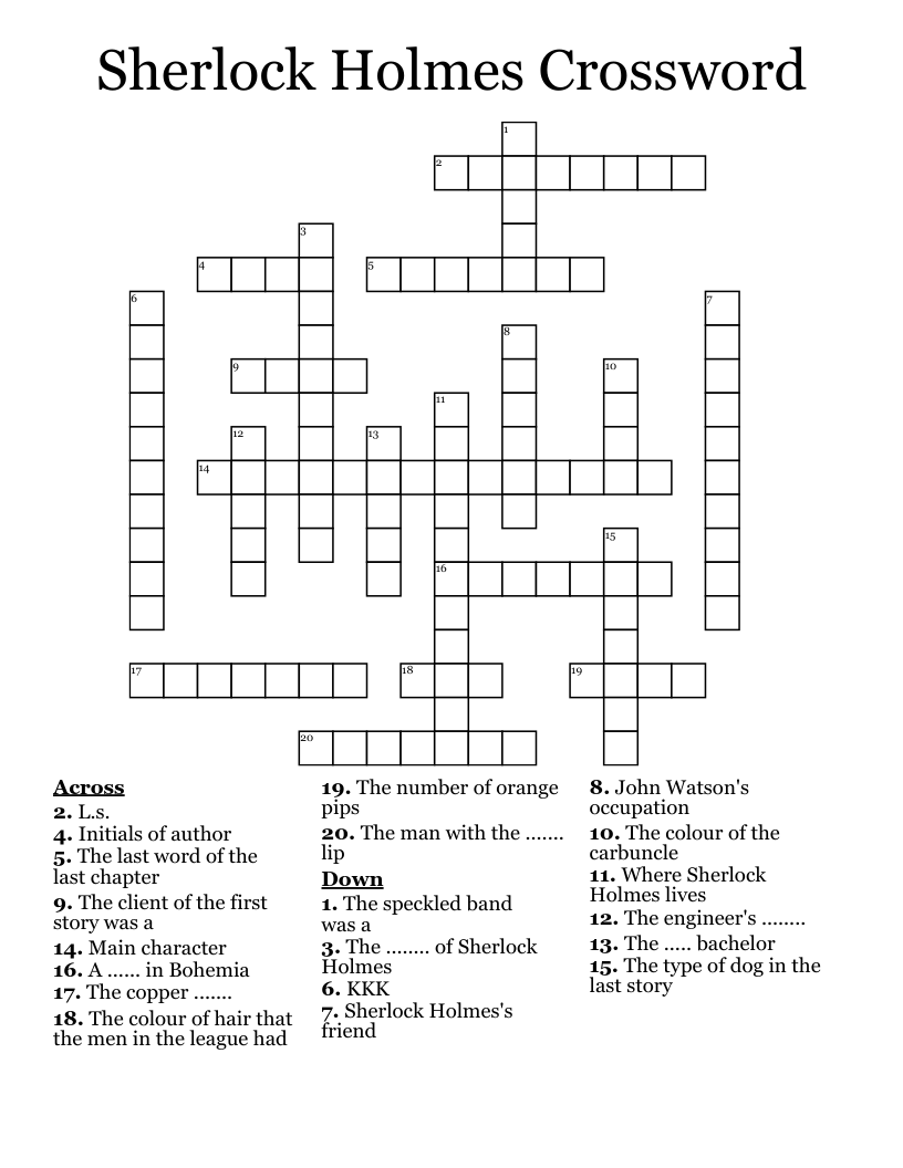 Sherlock Holmes Crossword