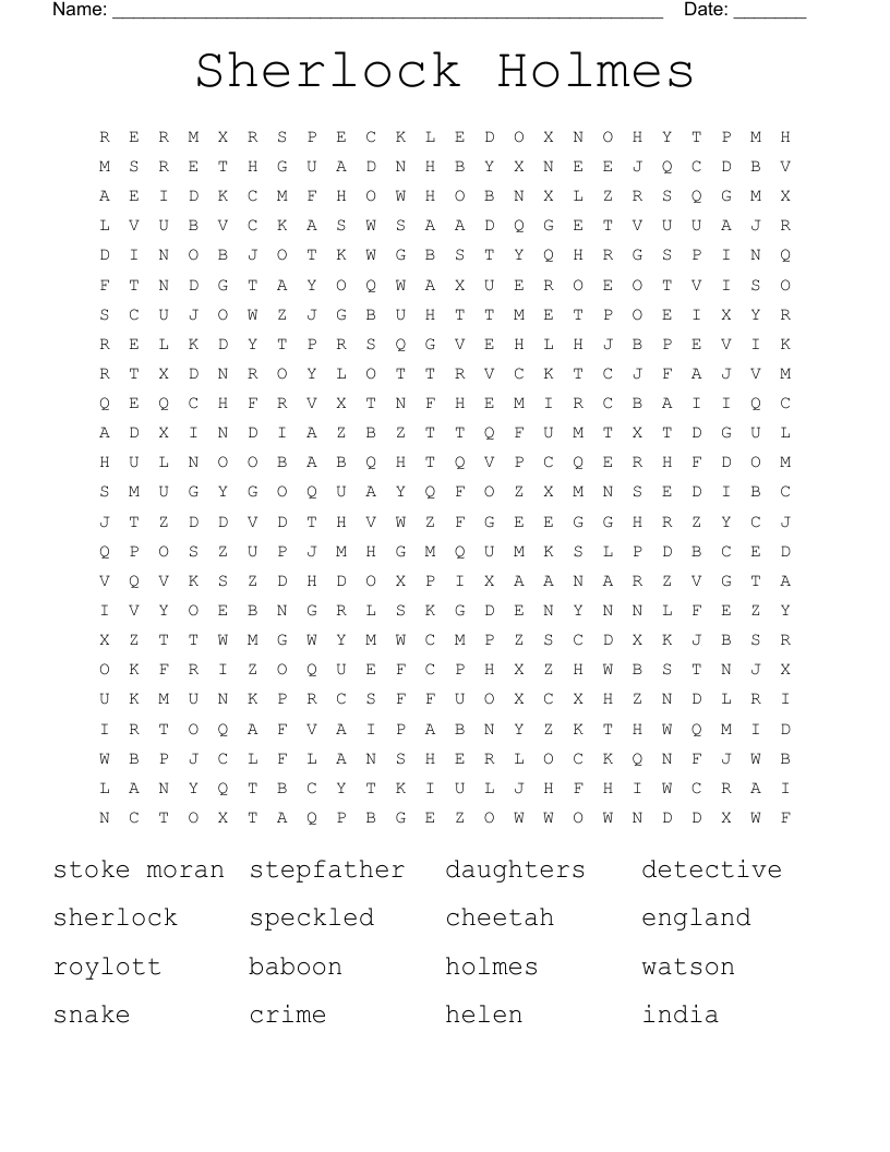 Sherlock Holmes  Word Search