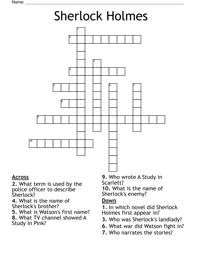 Sherlock Holmes  Crossword