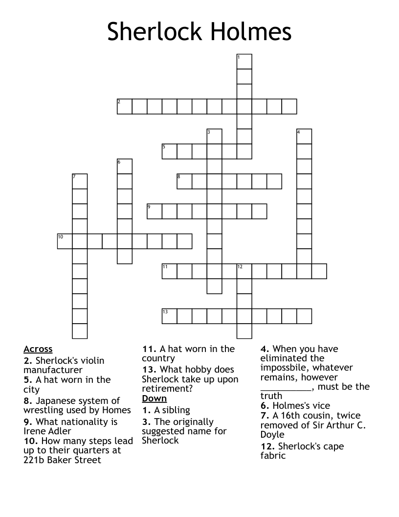 Sherlock Holmes  Crossword