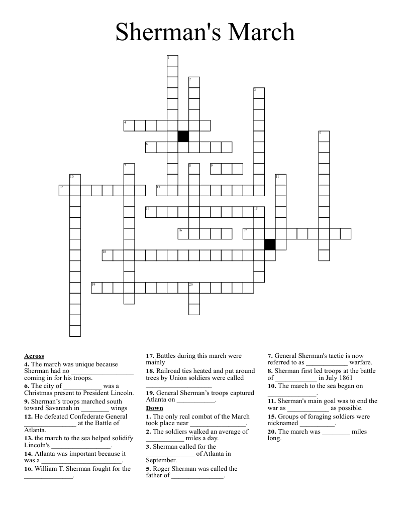 Sherman's March  Crossword