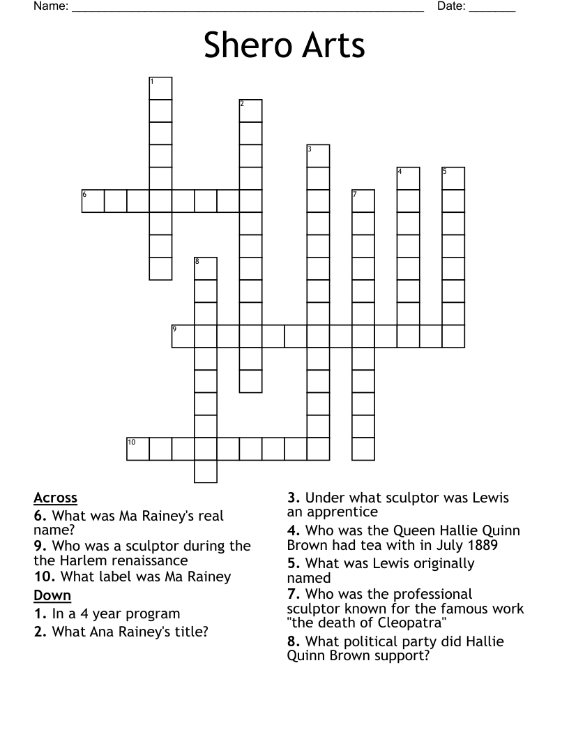 Shero Arts  Crossword