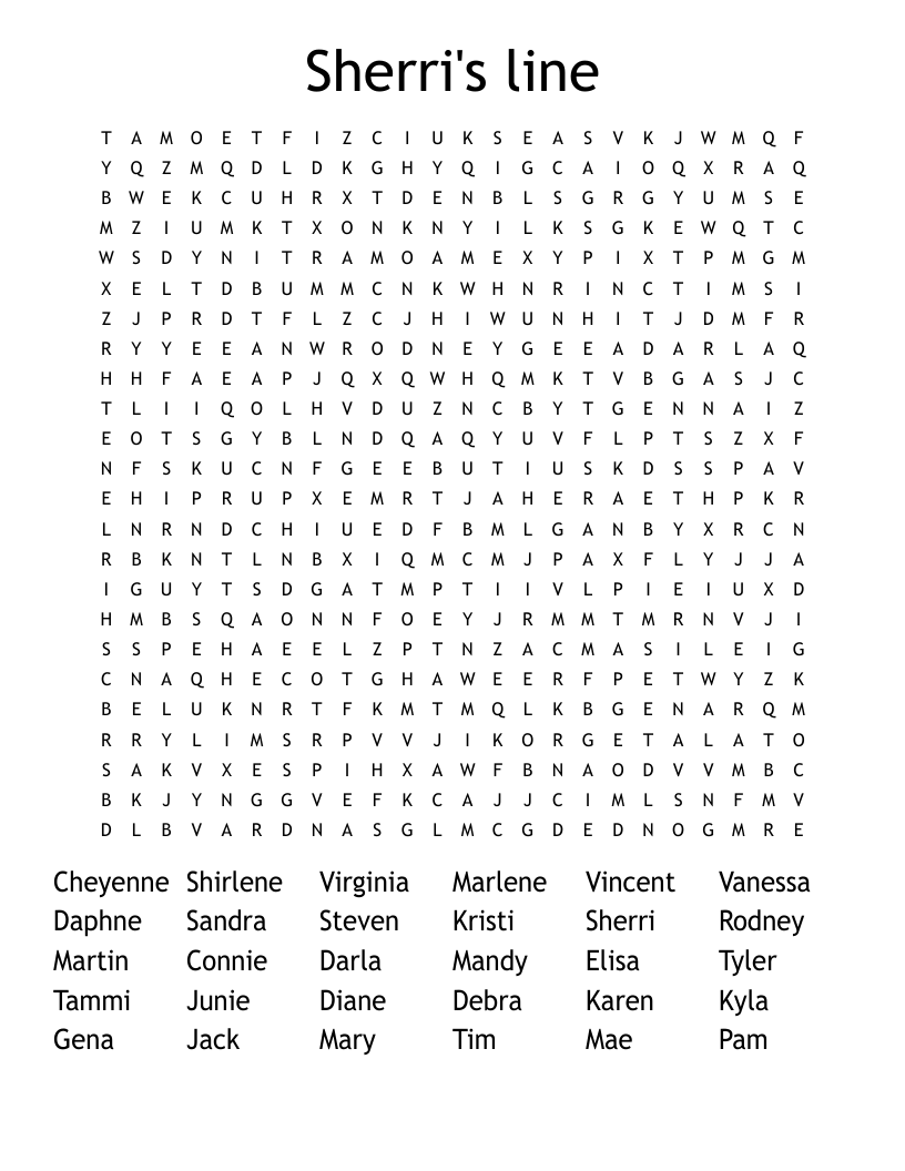 Sherri's line Word Search