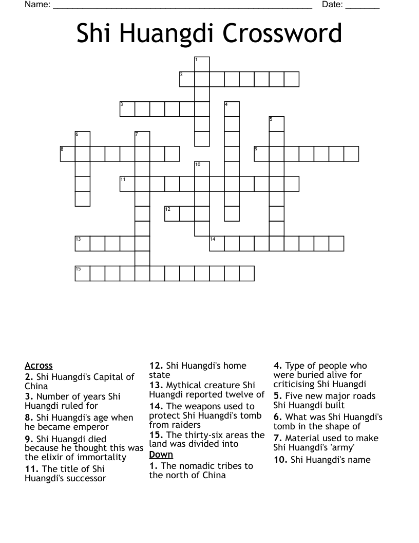 Shi Huangdi Crossword 