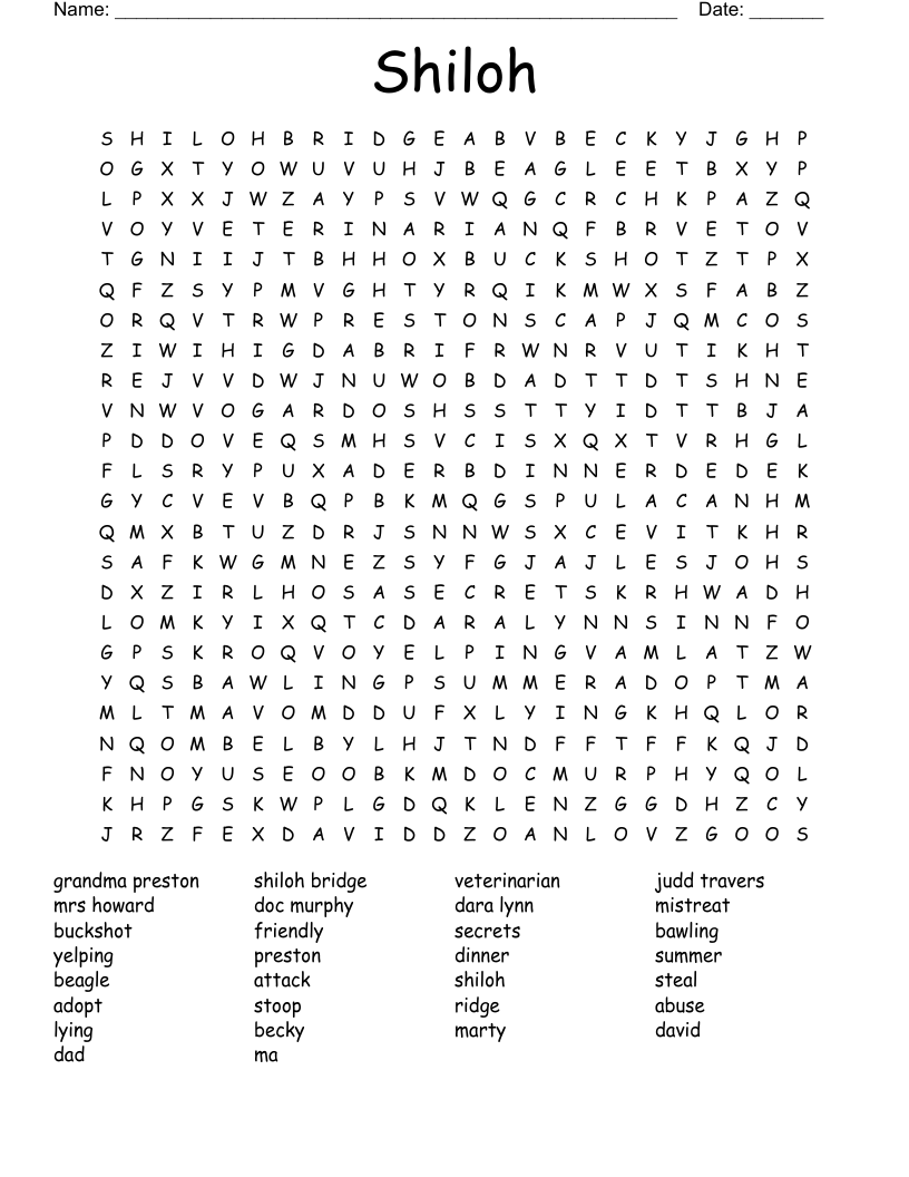 Shiloh Word Search