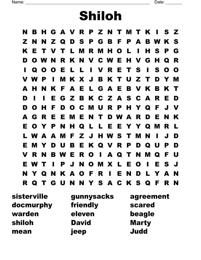 Shiloh Word Search