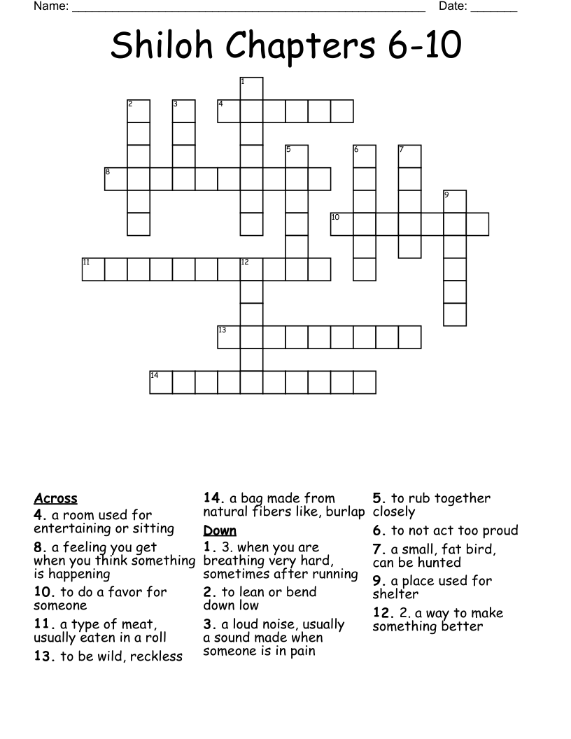 Shiloh Chapters 6-10 Crossword