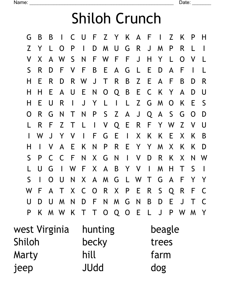 Shiloh Crunch Word Search