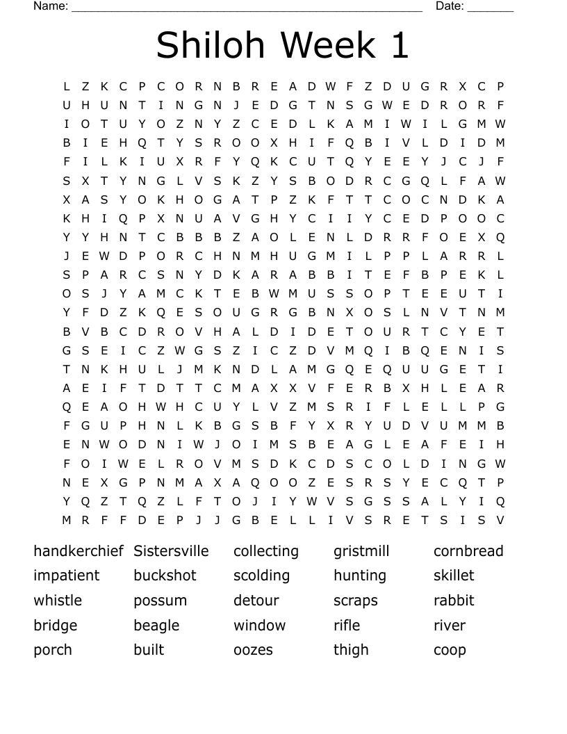 Shiloh Week 1 Word Search