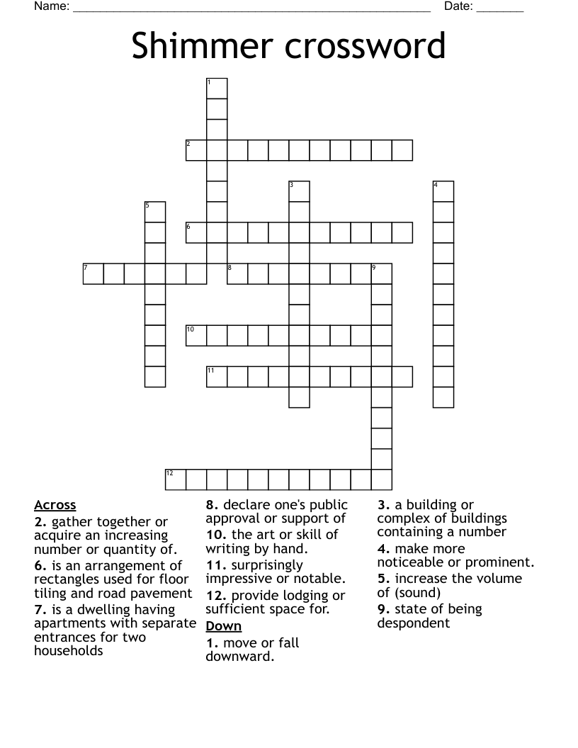 Shimmer crossword 