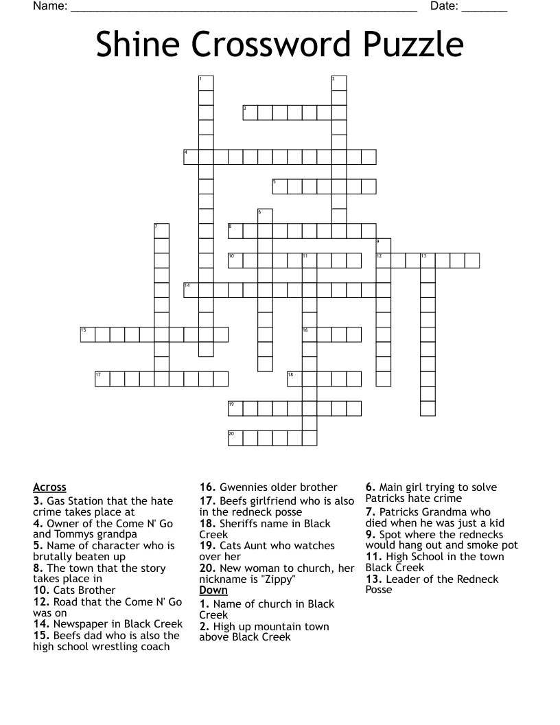 Shine Crossword Puzzle