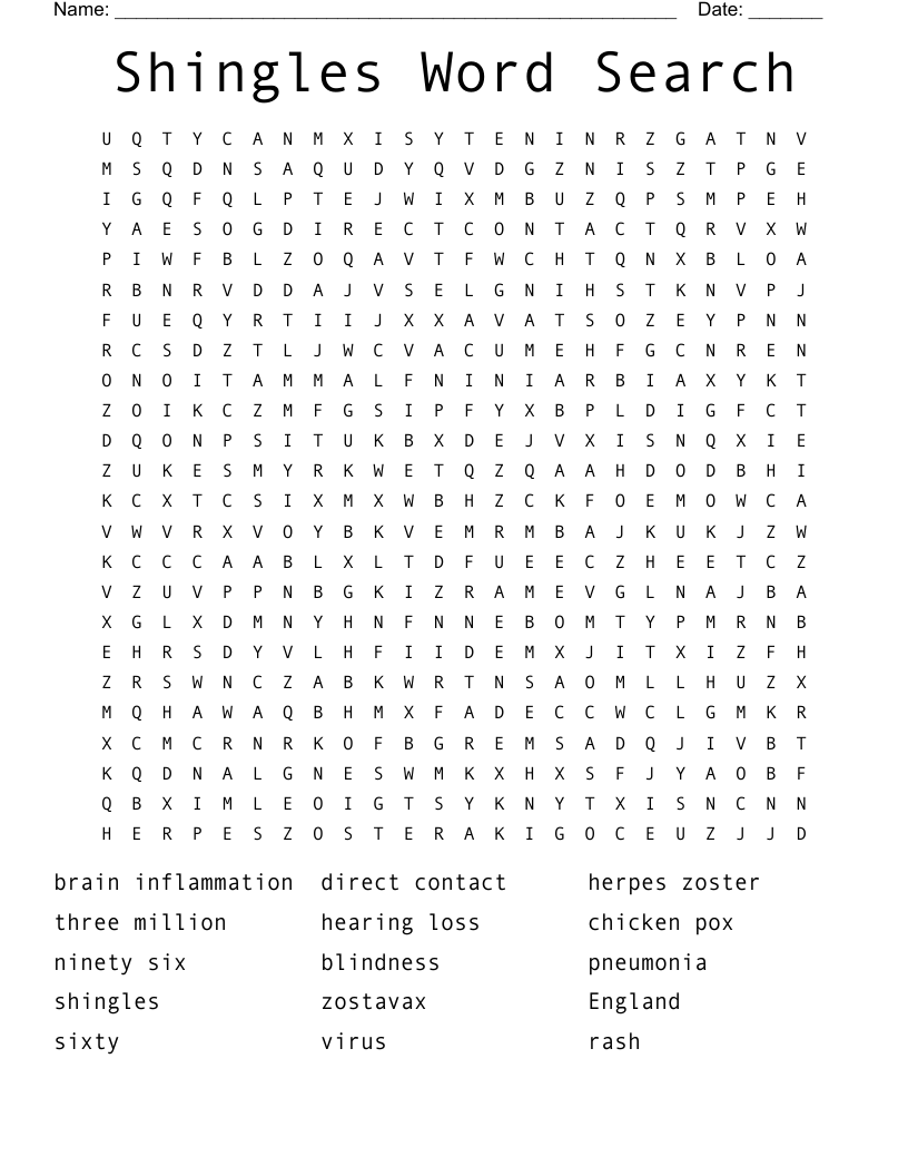 Shingles Word Search