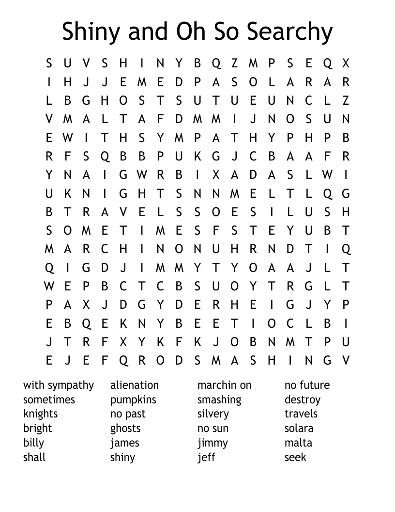 Shiny and Oh So Searchy  Word Search