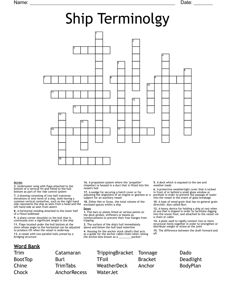 Ship Terminolgy Crossword