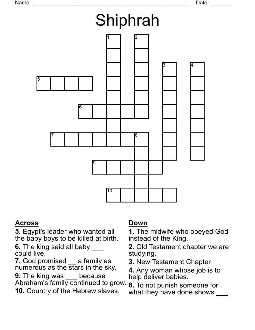 Shiphrah Crossword