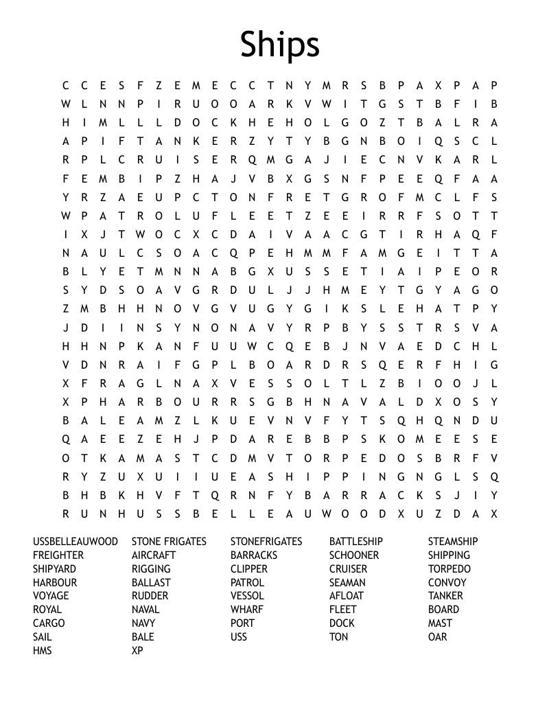 Ships Word Search