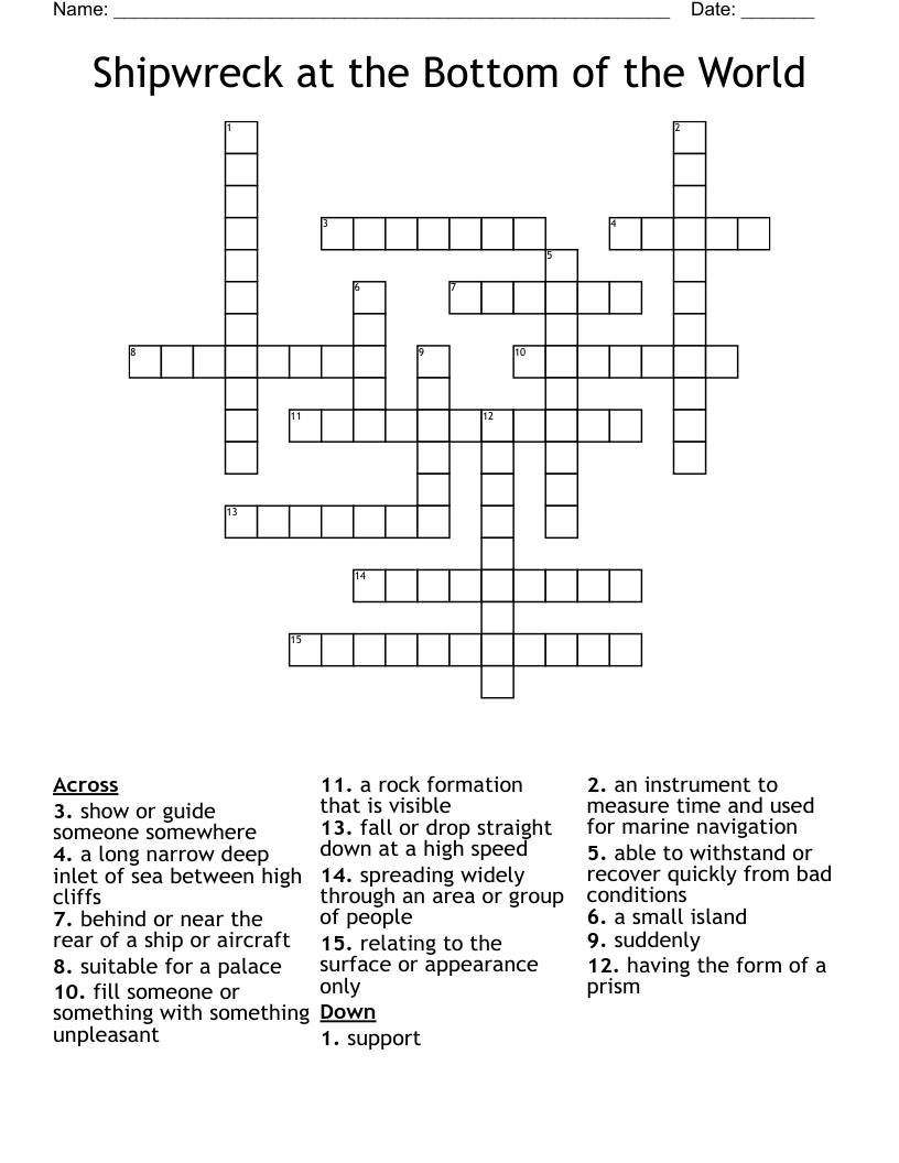 Shipwreck at the Bottom of the World Crossword