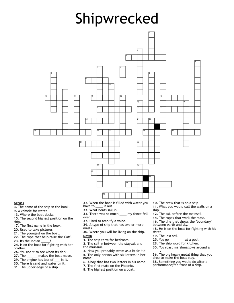 Shipwrecked Crossword