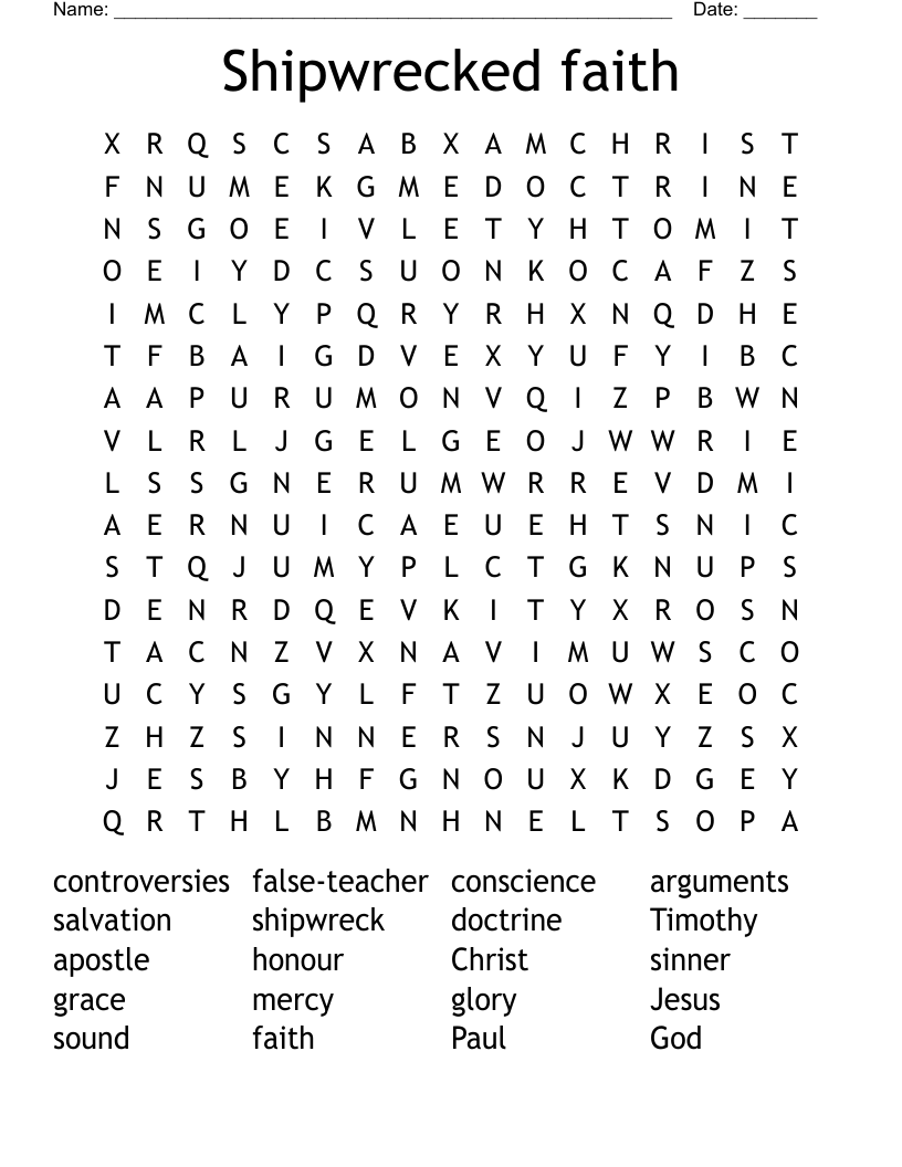 Shipwrecked faith Word Search