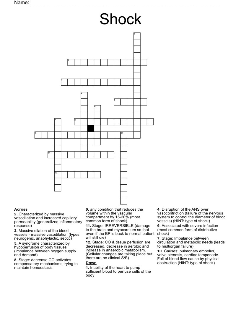 Shock Crossword