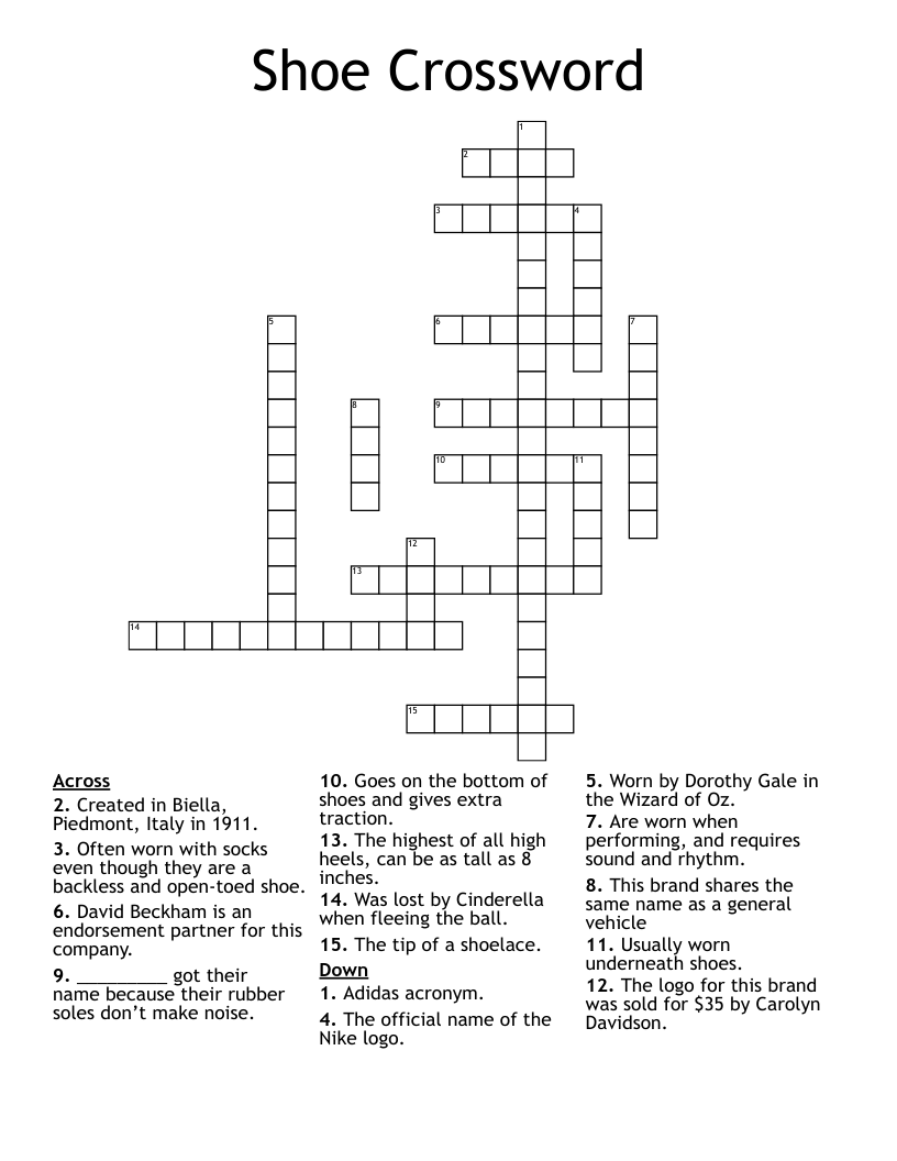 Shoe Crossword