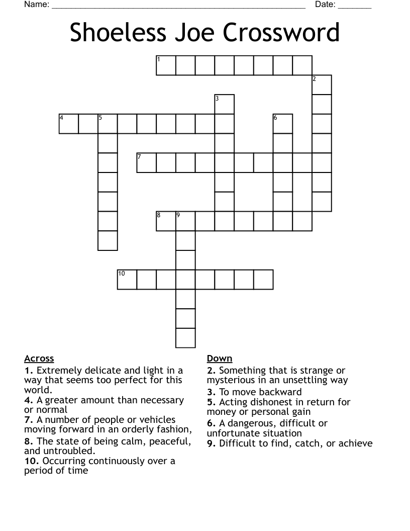 Shoeless Joe Crossword 