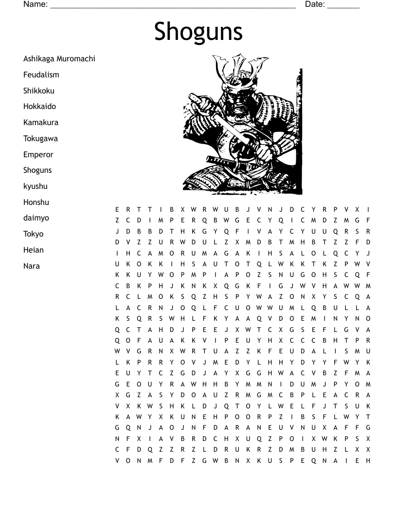 Shoguns Word Search