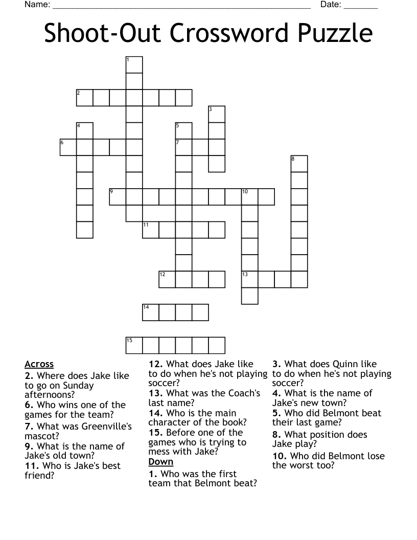 Shoot-Out Crossword Puzzle