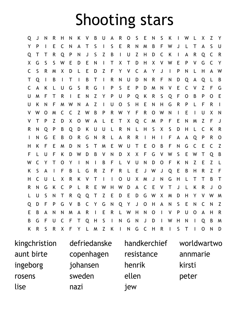 Shooting stars Word Search