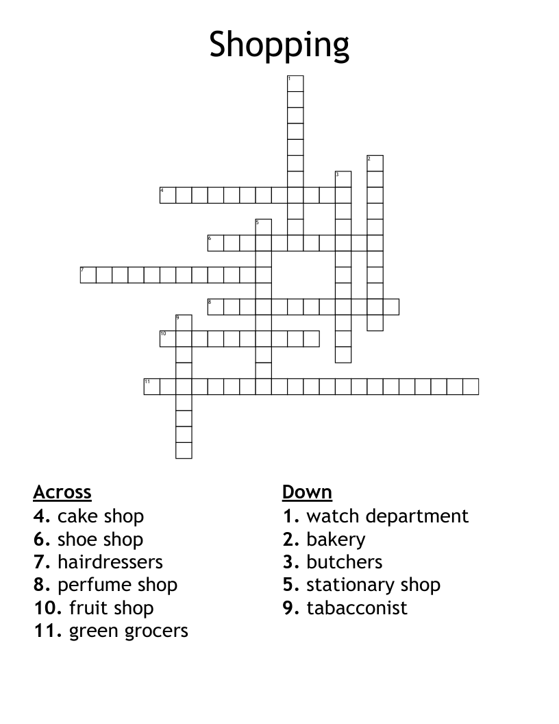 Shopping Crossword
