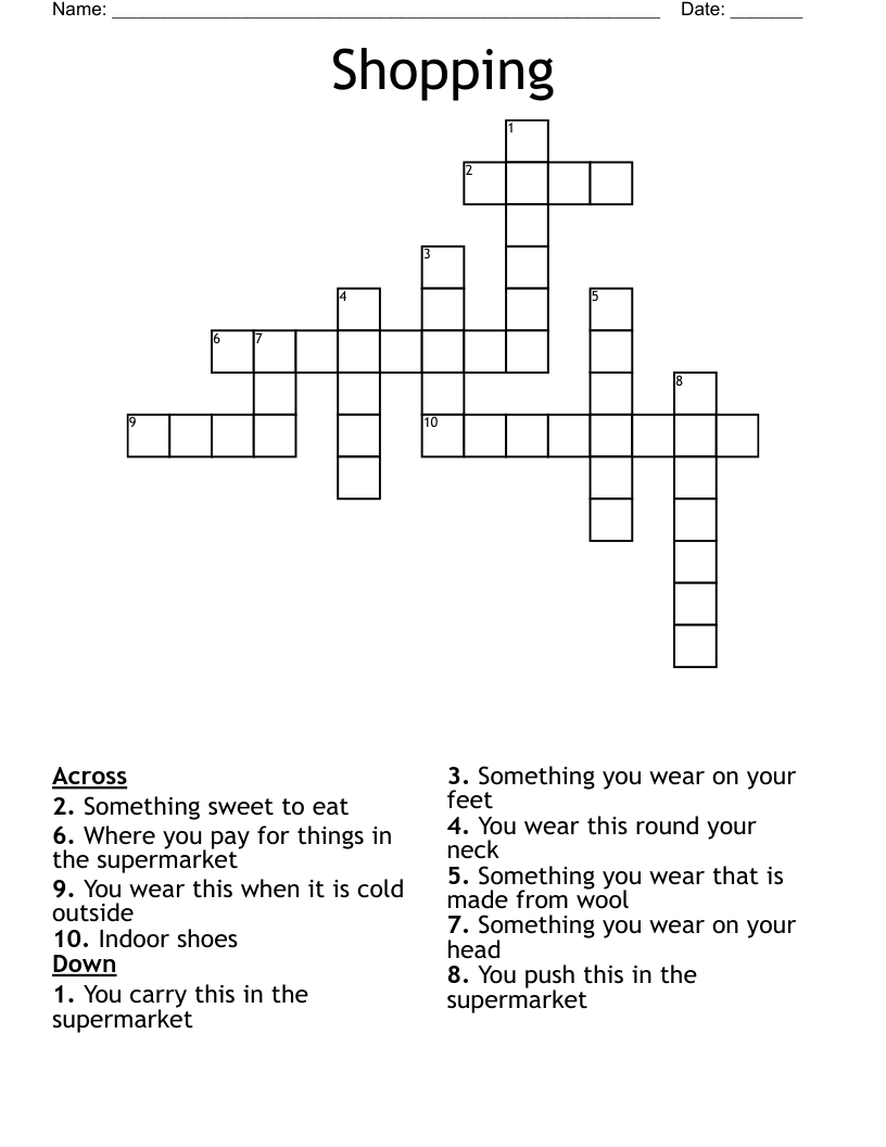 Shopping Crossword