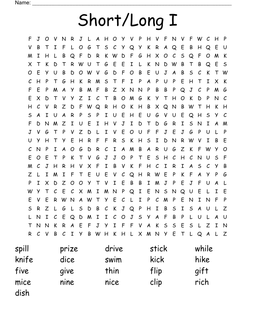 Short/Long I Word Search