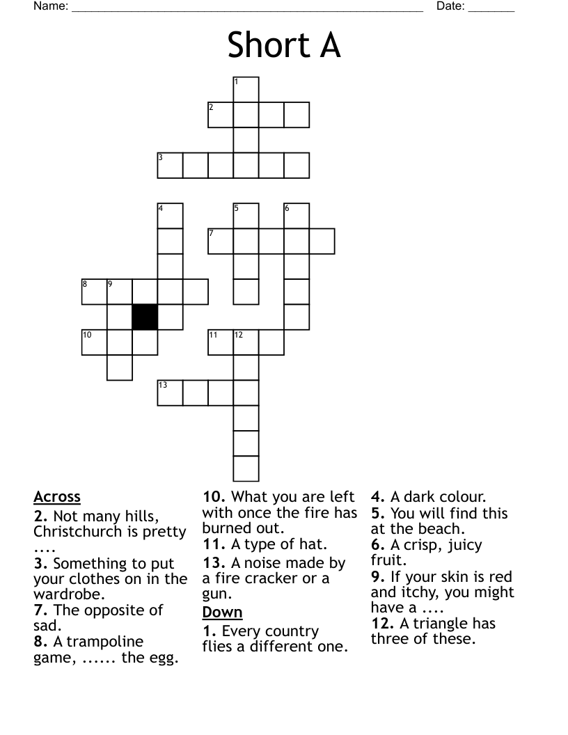 Short A Crossword