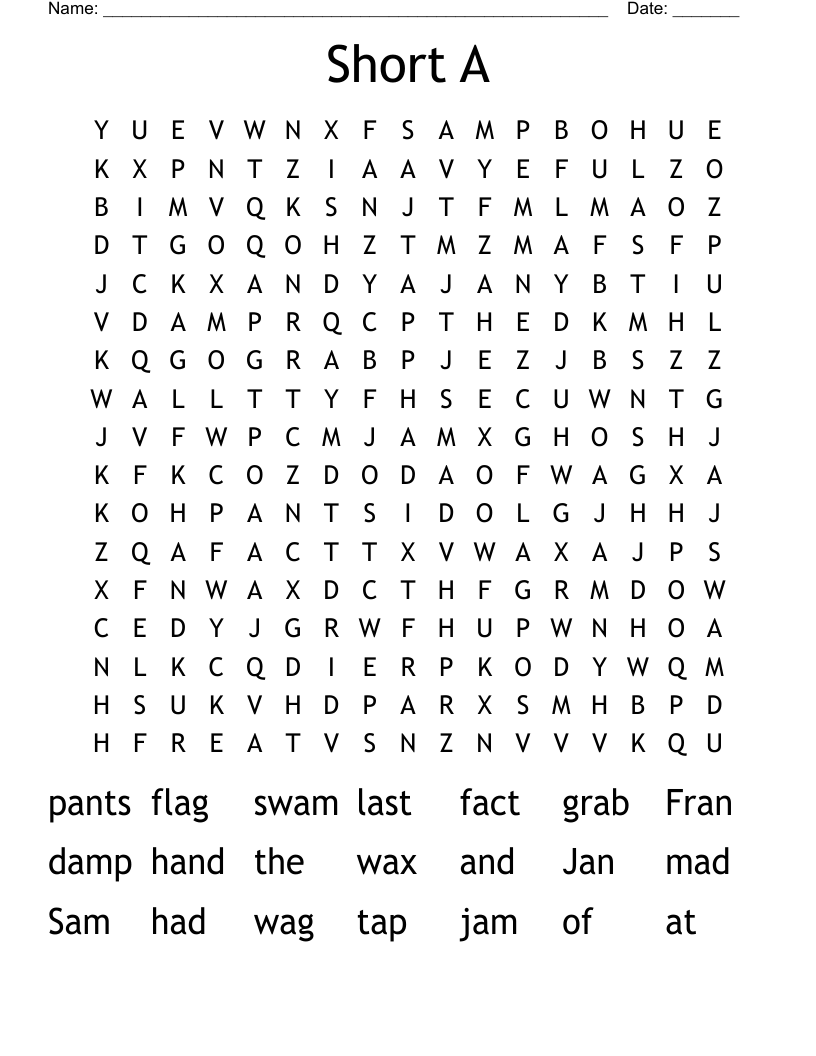 Short A  Word Search