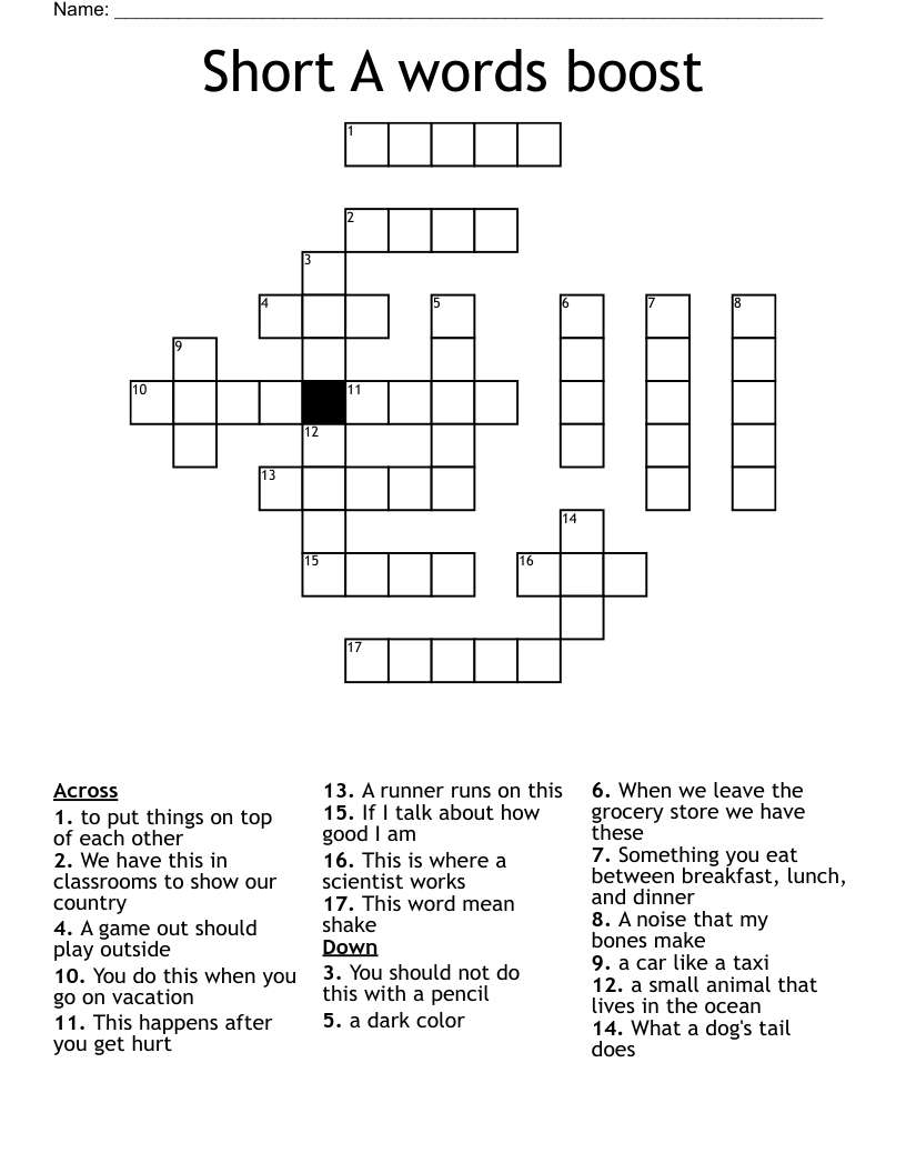 Short A words boost Crossword