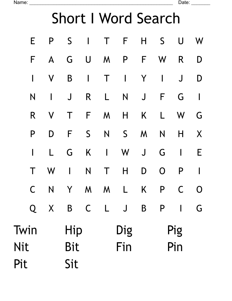 Short I Word Search