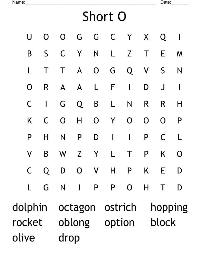 Short O Word Search