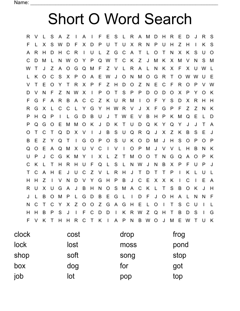 Short O Word Search