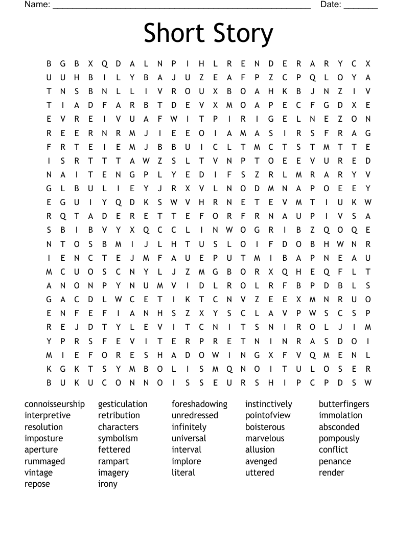 Short Story Word Search